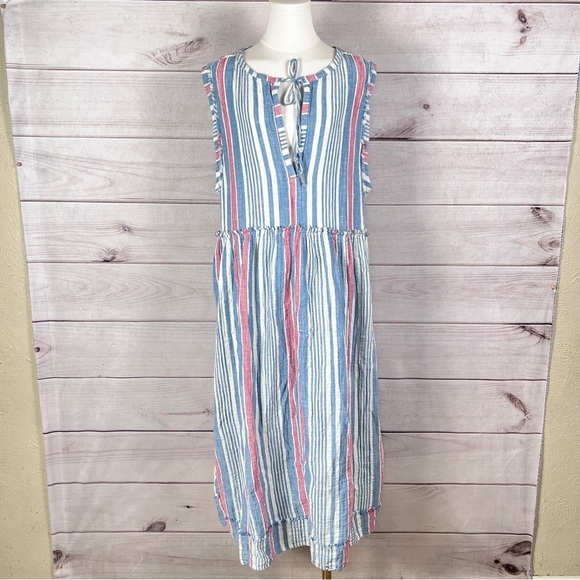 Free People We the Free Surf Striped Maxi Dress Blue Sleeveless Sz S - Picture 4 of 11